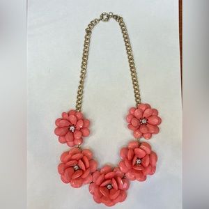 Pink floral statement necklace, pre-owned